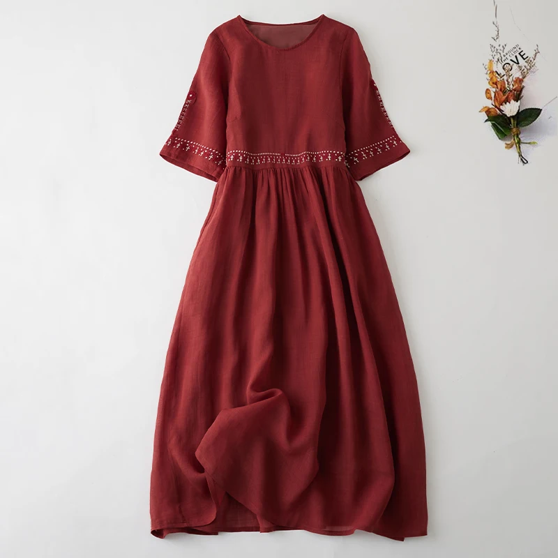 تنورة فنية فضفاضة تناسب القنب دكتور مطرزة بحاشية كبيرة تنورة طويلة Sle تخفيف الخصر مادة فضفاضة للموسم الآخر ربيع Au...