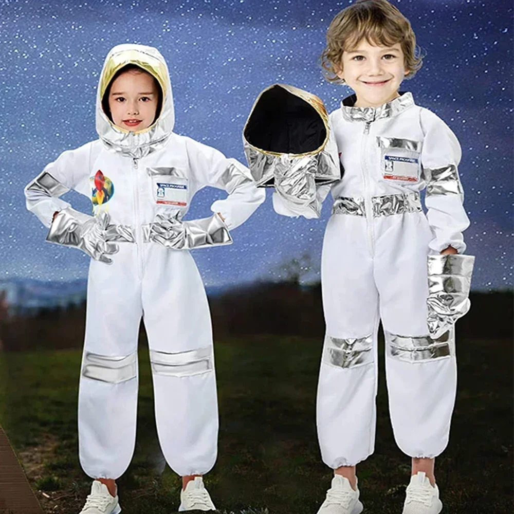 Children Astronaut Spaceman Space Suit Cosplay Costume Boys Girls Performing Props Christmas Party Birthday Dress Up Gift