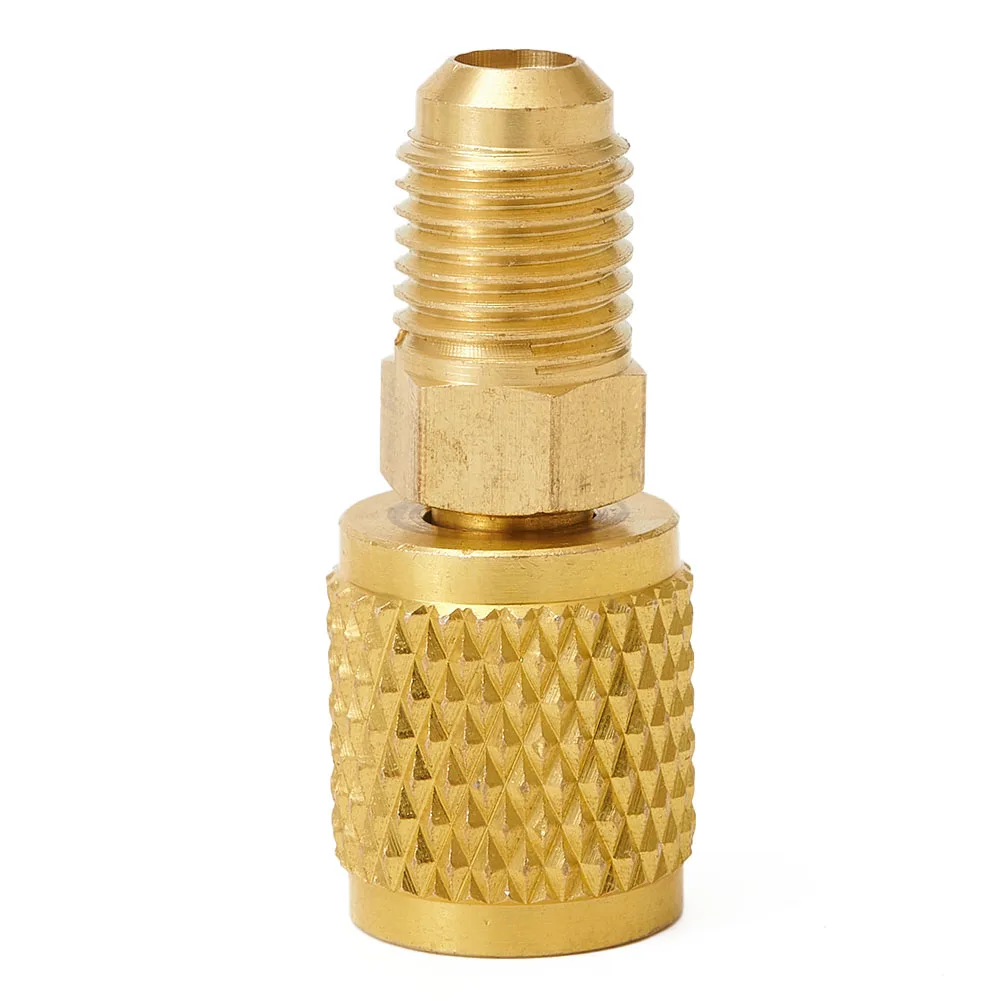 Can Tap Valve R134A Dispenser Tool AC-Tank Adapter 1/4 Hose 3pcs/set Gold 1/4" SAE  M 1/2" ACME Adapter For R12 R22 Manifold