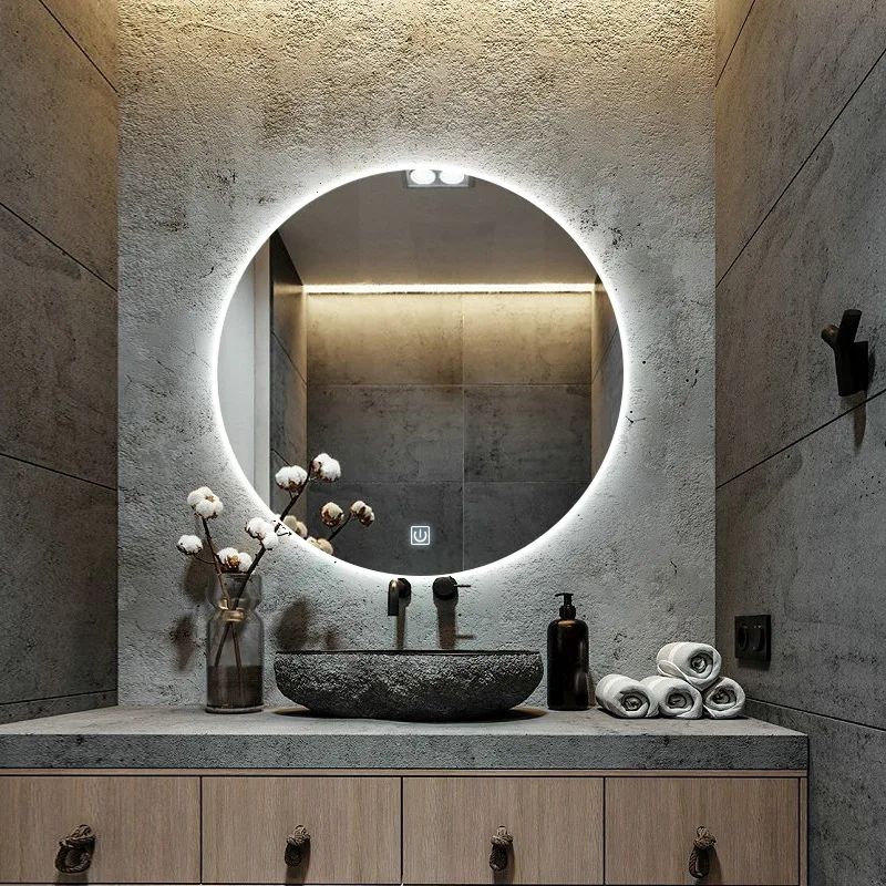 Modern Style Simple Circular Mirror LED Bathroom Mirrors Wall Mounted Intelligent Lighting Mirror Hotel Home Decoration Espejos