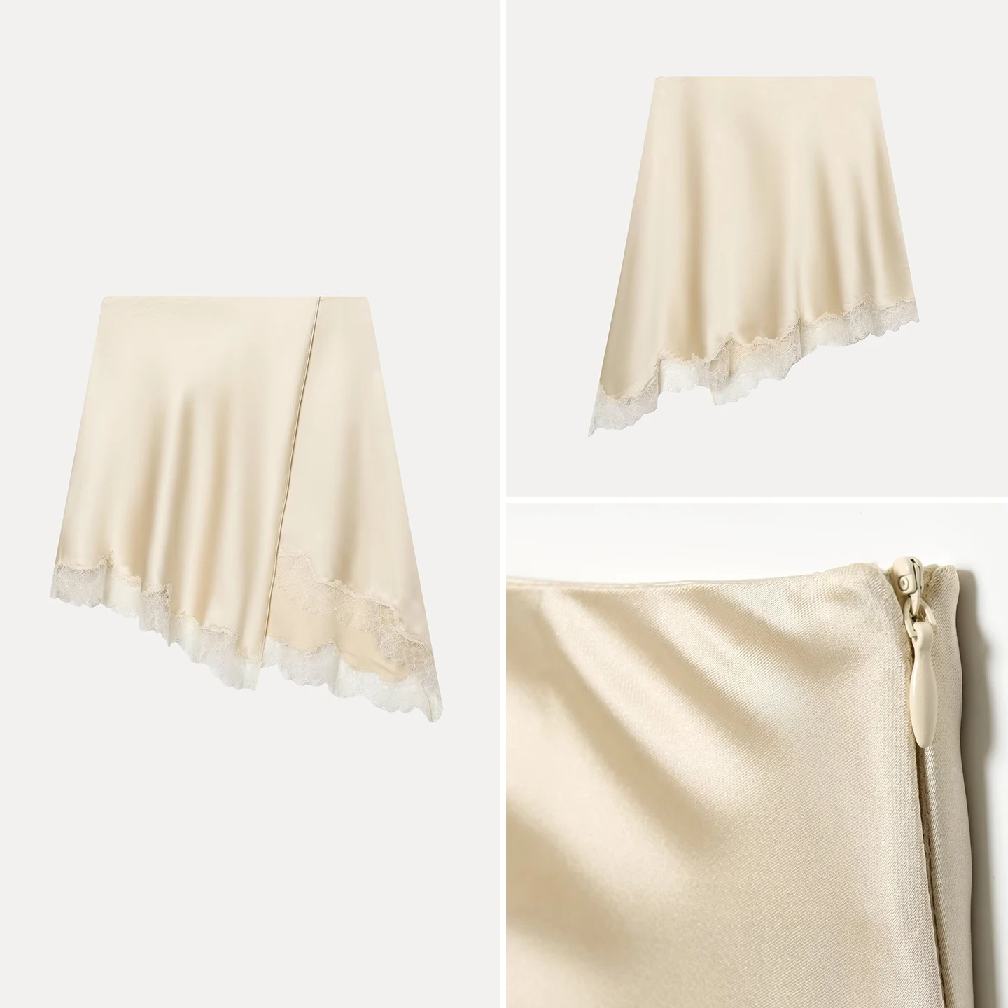 

Элегантная асимметричная юбка с кружевным подолом, женская модная новинка весеннего сезона, стандартный крой, средняя талия, другие материалы, другие виды обработки