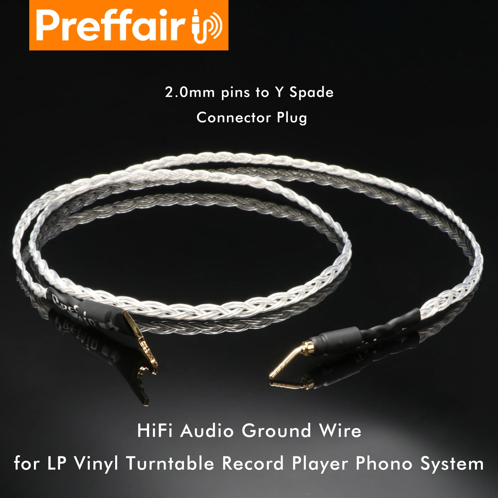 Preffair Hifi Ground Wire LP Vinyl Phono Cable Occ Silver Plated Jumper Cable Amplifier Silver Plated Y Spade Plug Bridge Cable