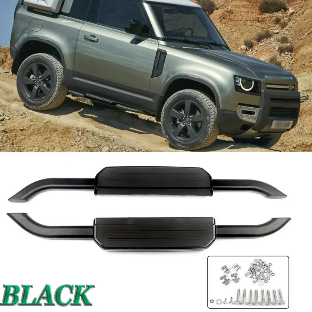 

A Pair Running Board Side Step For Land Rover Defender 90 2-Door 2020-2023 Black