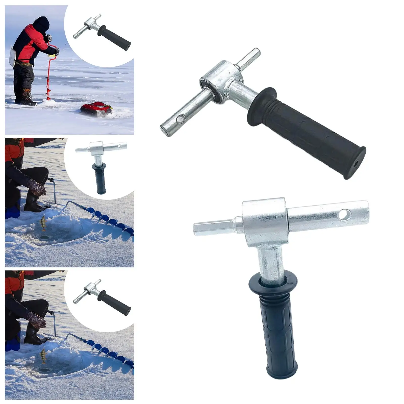 

Ice Auger Drill Adapter with Handle Metal Conversion Connector for Cordless Electric Drill for Outdoor Ice Fishing