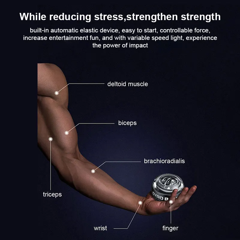 كرة معصم قوية جيروسكوبية LED من Xiaomi، كرة جيروسكوبية ذاتية البدء، كرة جيروسكوبية، ذراع اليد، مدرب قوة العضلات