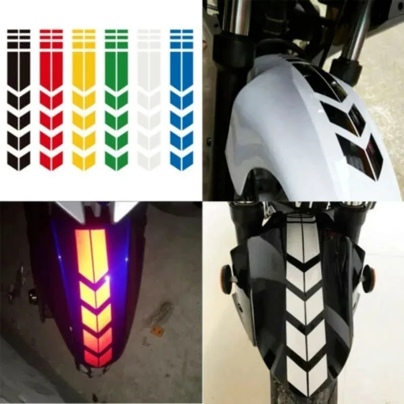 1/2pcs Motorcycle Stripe Arrow Reflective Stickers Safety Warning Fender Paste Waterproof Oilproof Tape Decal