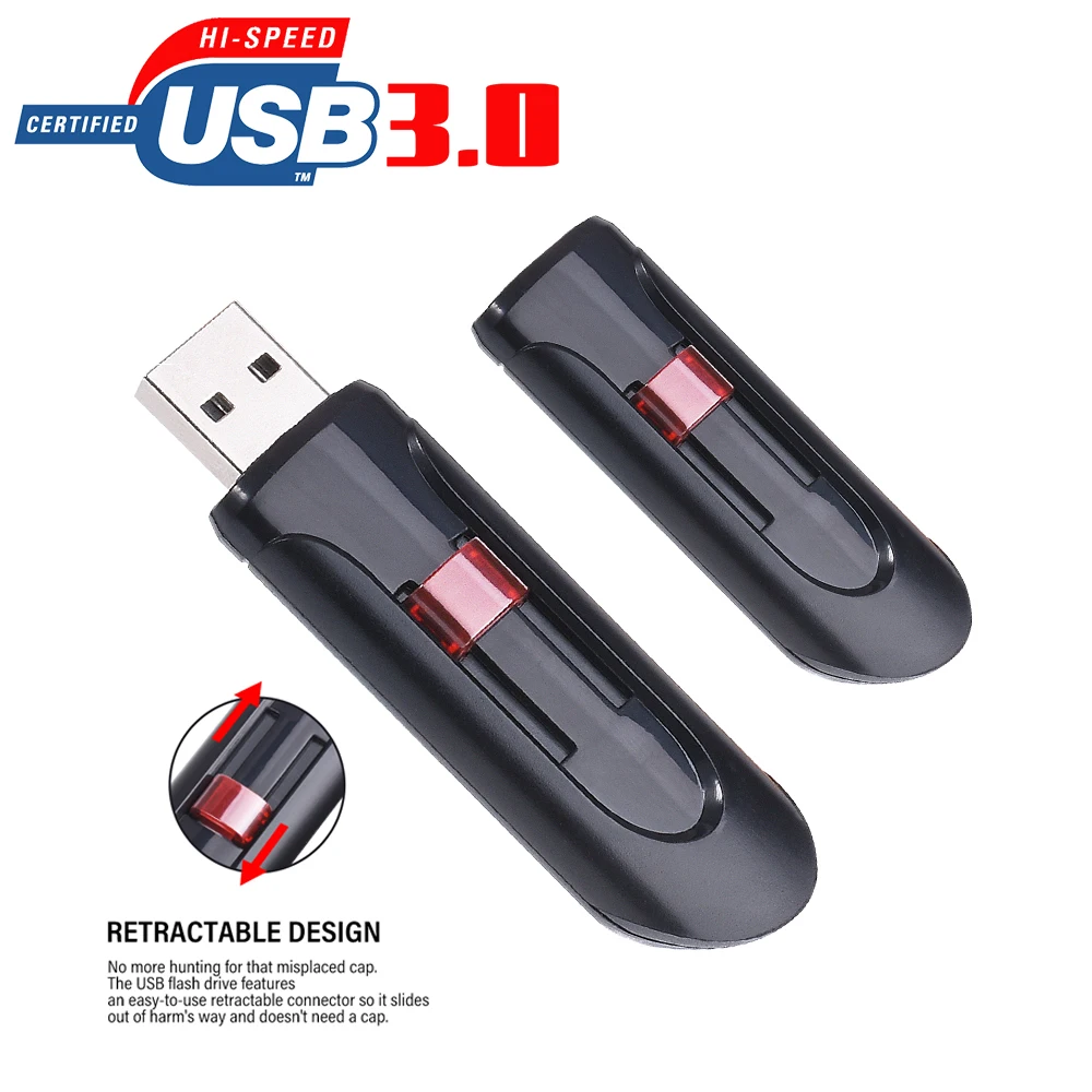 

High Speed USB 3.0 Flash Drive Push-pull 128GB Pen Drive Creative Business Gift 32GB Memory Stick Real Capacity USB Drive 64GB