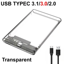 USB TYPE-C 3.1/3.0/2.0 HDD Enclosure 2.5inch Serial Port SATA SSD Hard Drive Case Support 6TB transparent Mobile External HDD