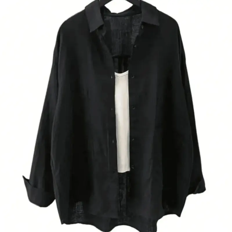 

Весенне-осенняя модная новая женская однотонная цельная рубашка с карманом и длинными рукавами, повседневный универсальный топ