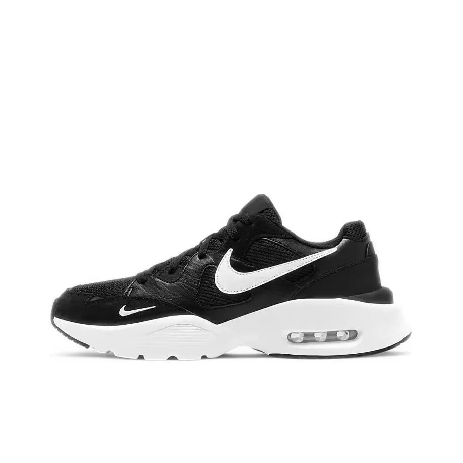 Nike Air Max Fusion shock-absorbing and durable low top air cushion training running shoes for men, black and white