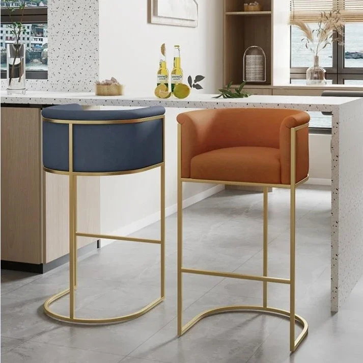Light Luxury Bar Stool Modern Simple Household Balcony Window Cafe Island Bar Stool Nordic High Back Stools