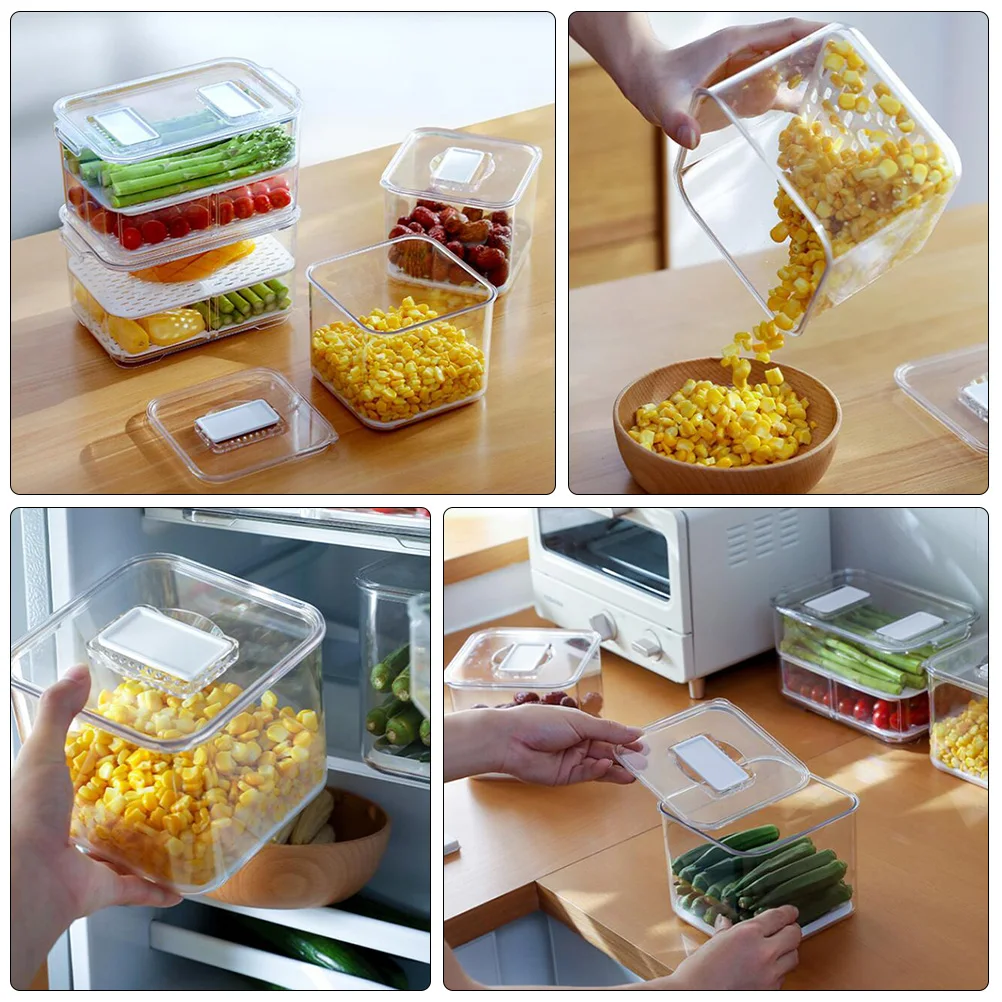 

1Pcs Fruit and Vegetable Fresh Box Premium Food Safe Bottom Filter Design Refrigerator Storage Container