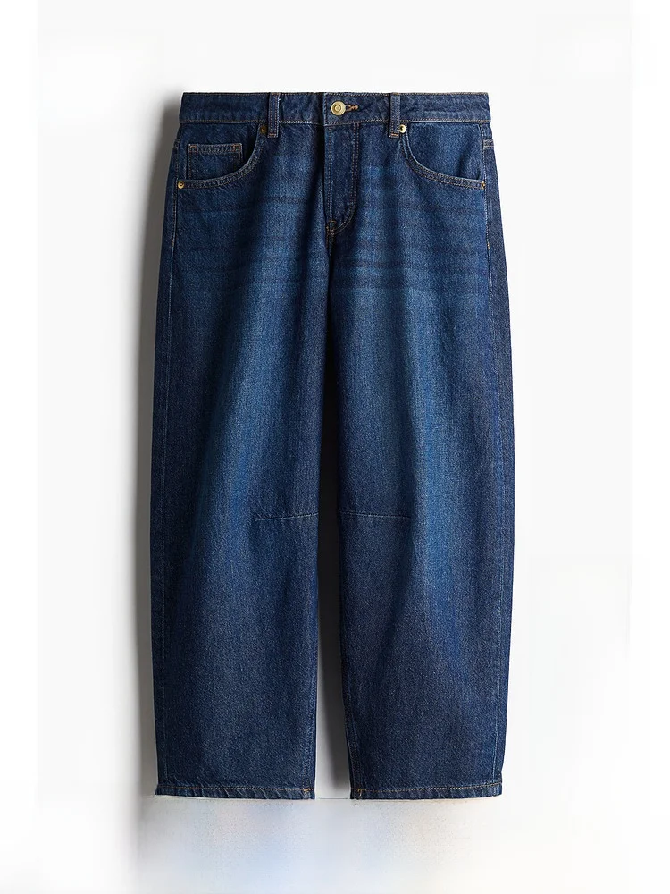 

High Waist Wide Leg Jeans Women's Summer Washed Straight Leg Jeans Commute Cuffed Nine Point Pants H&M Brand Cotton 100%
