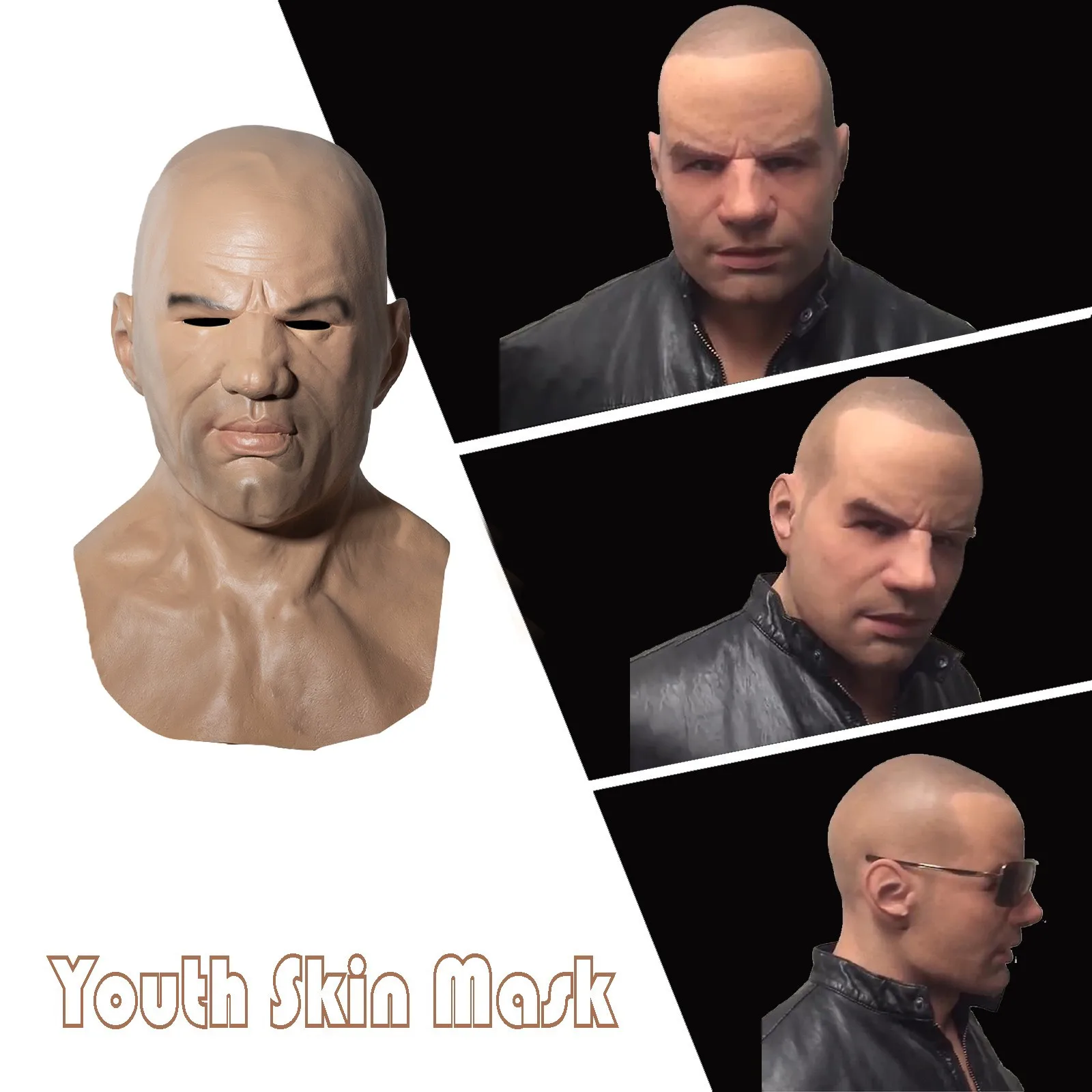 

Jason Statham Mask Movie Cosplay Costume Full Head Latex Mask Halloween Carnival Party Bald Man Head Cover Prank Realistic Props