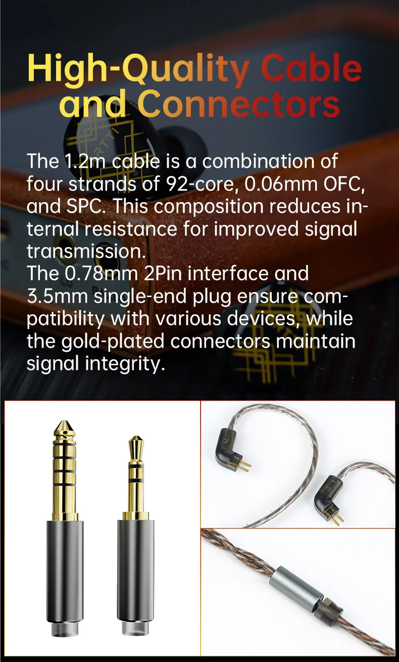 ARTTI T10&R1&R2 In-Ear-HiFi-Kopfhörer, kabelgebundene IEMs, Monitore, 14,2 mm Planar-Treiber, strukturierter Bass, 0,78 mm 2-Pin- und 3,5 mm/4,4 mm-Anschluss – Detail 14