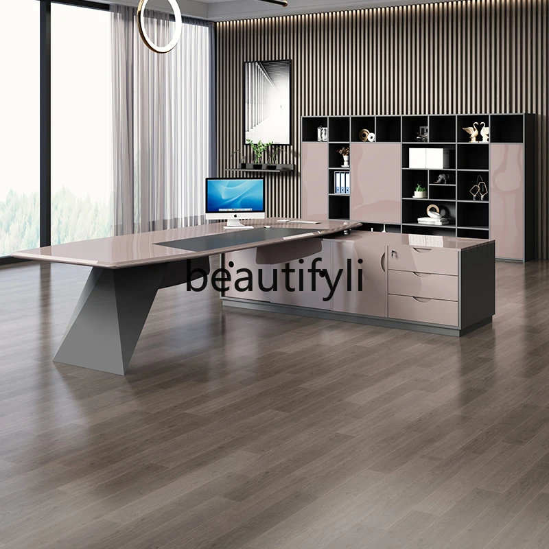 طاولة رئيس مطلية طاولة مشرف مدير الموضة مكتب بسيط حديث أثاث مكتبي فاخر خفيف #4