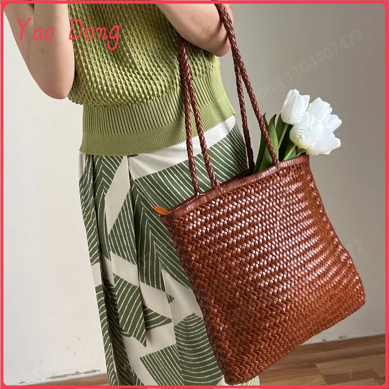 Yao Dong bolso de compras Vintage nuevo bolso derma tejido a mano hombro hueco estilo japonés hombro de mujer con ba de playa tejido Casual