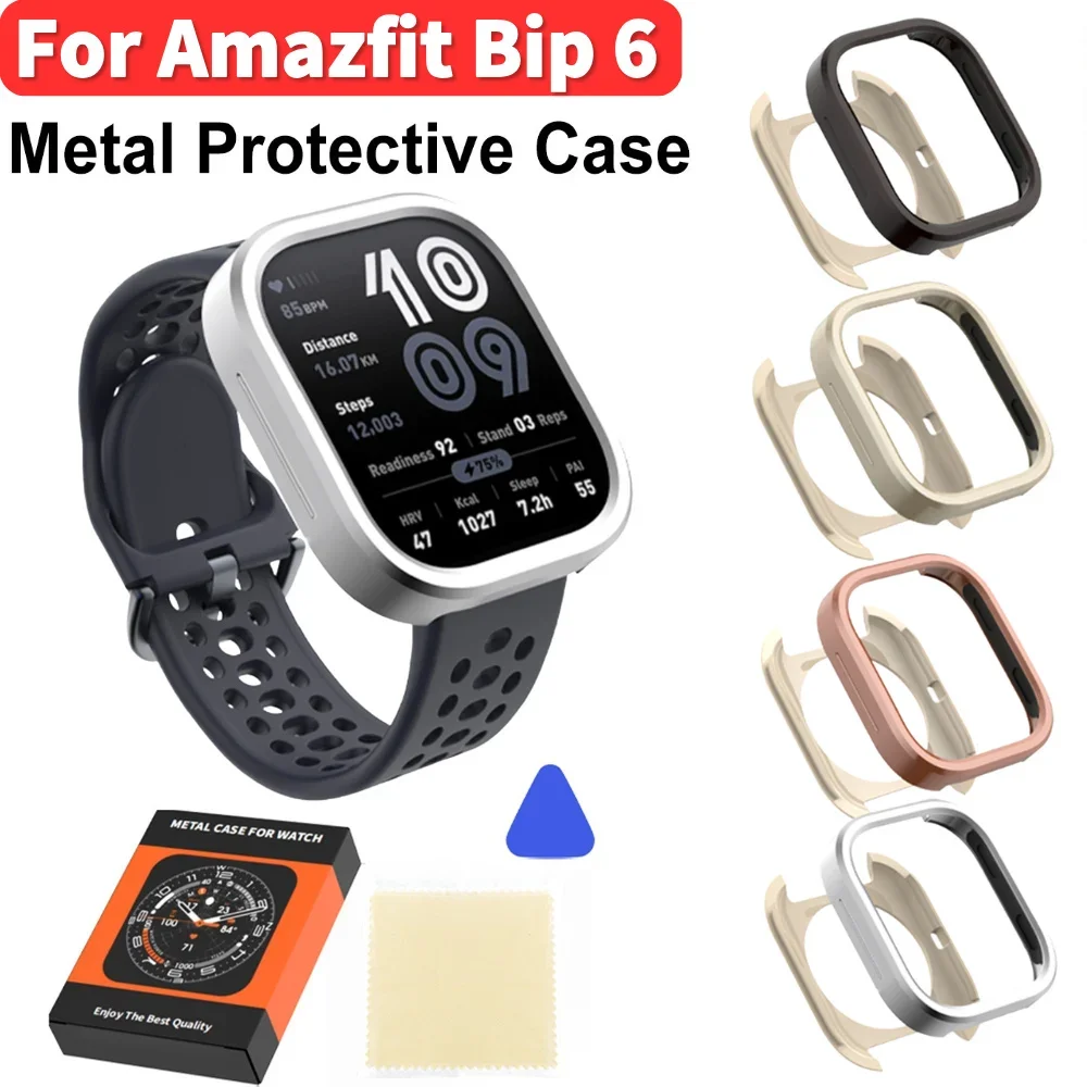 For Amazfit Bip 6 Metal Protective Case Shockproof Smartwatch Thin Cover Anti-Scratch Replacement Hard Case Watch Accessories