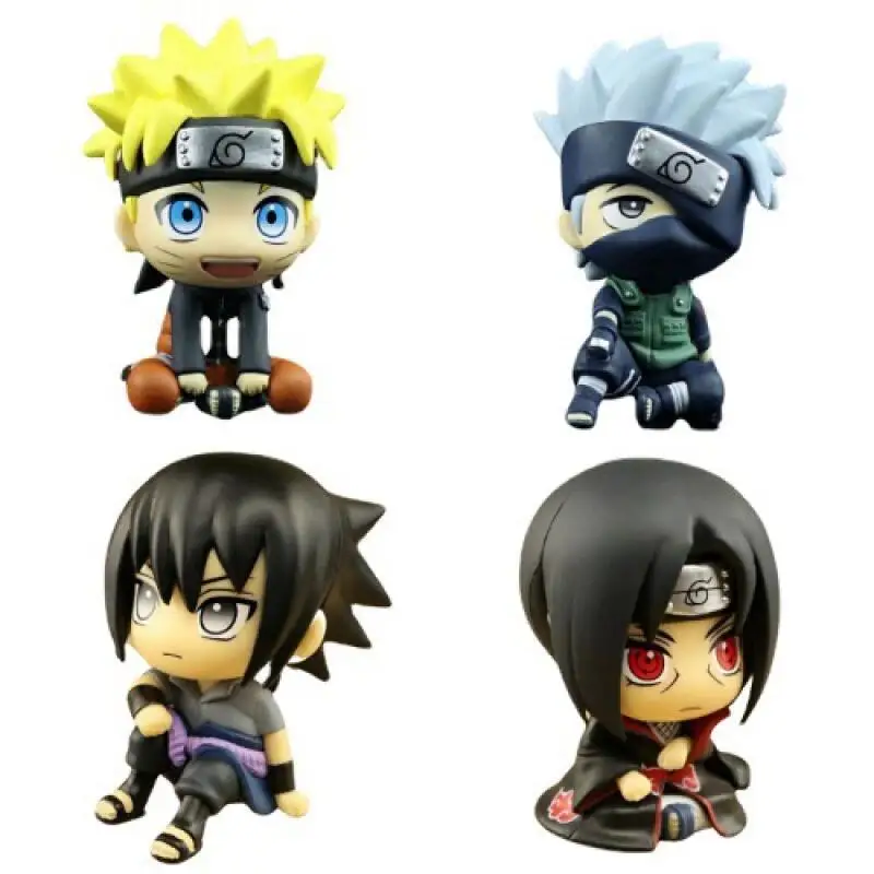 Bandai Huoying Hand-made Sitting Posture Naruto Kakashi Sasuke Skunk Car Ornaments Blind Box Anime Model
