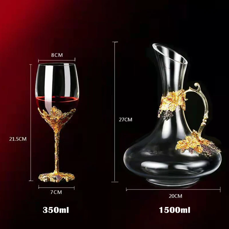 Golden Grape Enamel Glass Red Wine Glass Crystal Glass Bar Glasses for Drinks Vintage Cups Champagne Flute Cup for Alcohol Shot