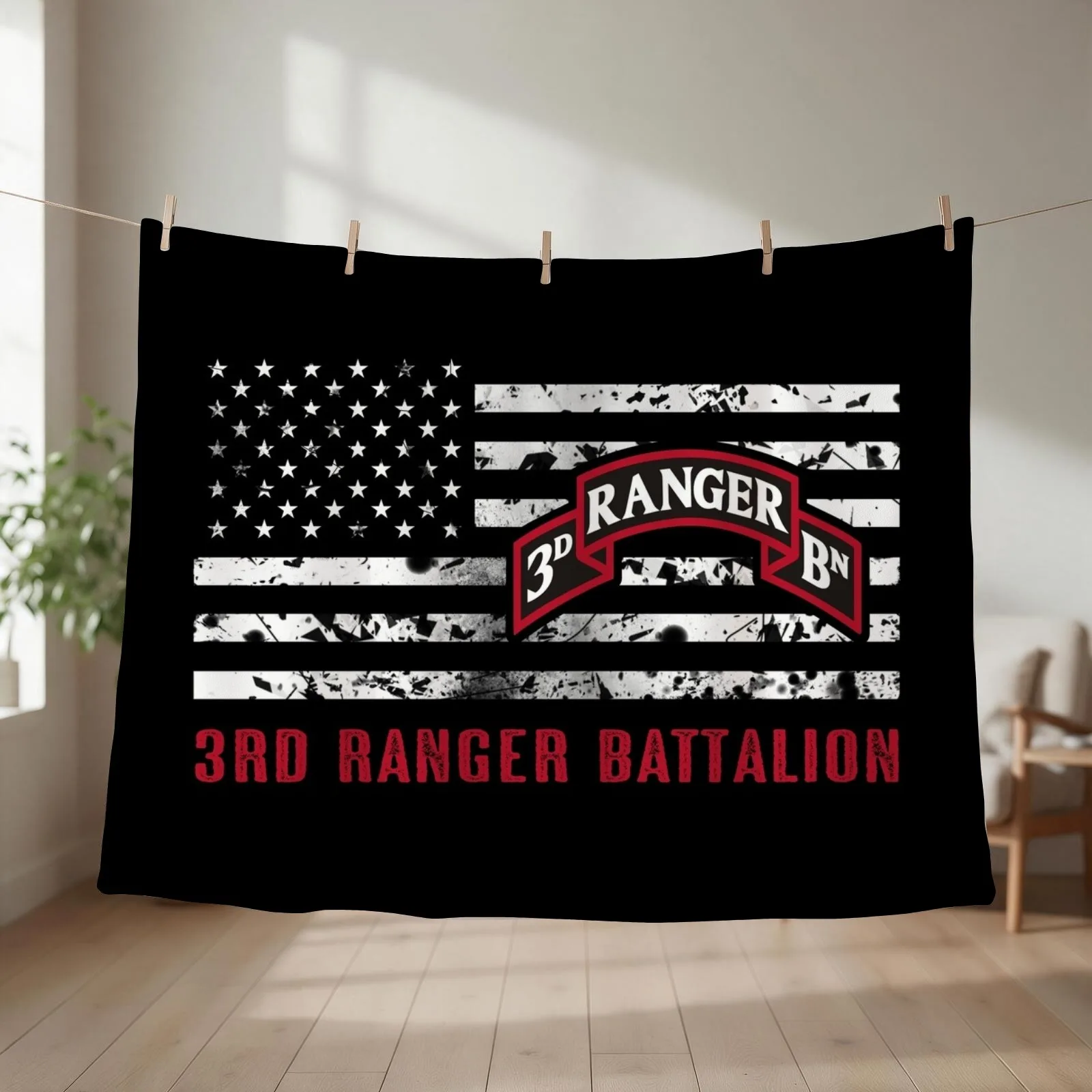 3rd Ranger Battalion Throw Blanket couch cozy soft plush fuzzy picnic outdoor blanket