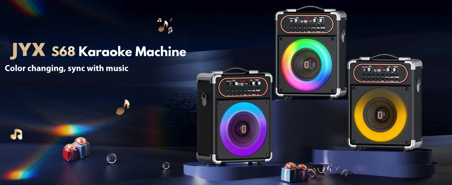 S68 Karaoke Machine with 2 Microphones,Gatherings and Parties, PA System with Echo Adjustment for Adults, Stage-subwoofers
