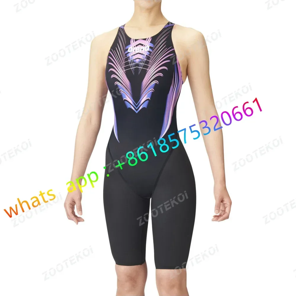 Women One Piece Pro Training Sport Swimwear Knee-length Sport Swimsuit Triathlon Bodysuit Summer Bikini Beach Wear Bathing Suit