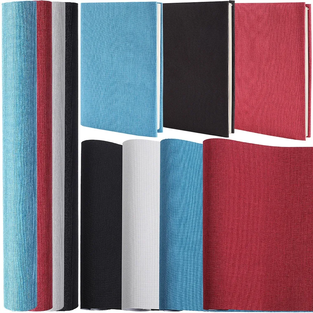 4 Sheets 4 Colors DIY Imitation Leather Fabrics with Paper Back for Book Binding Velvet Box Making Mixed Color 300x1300mm