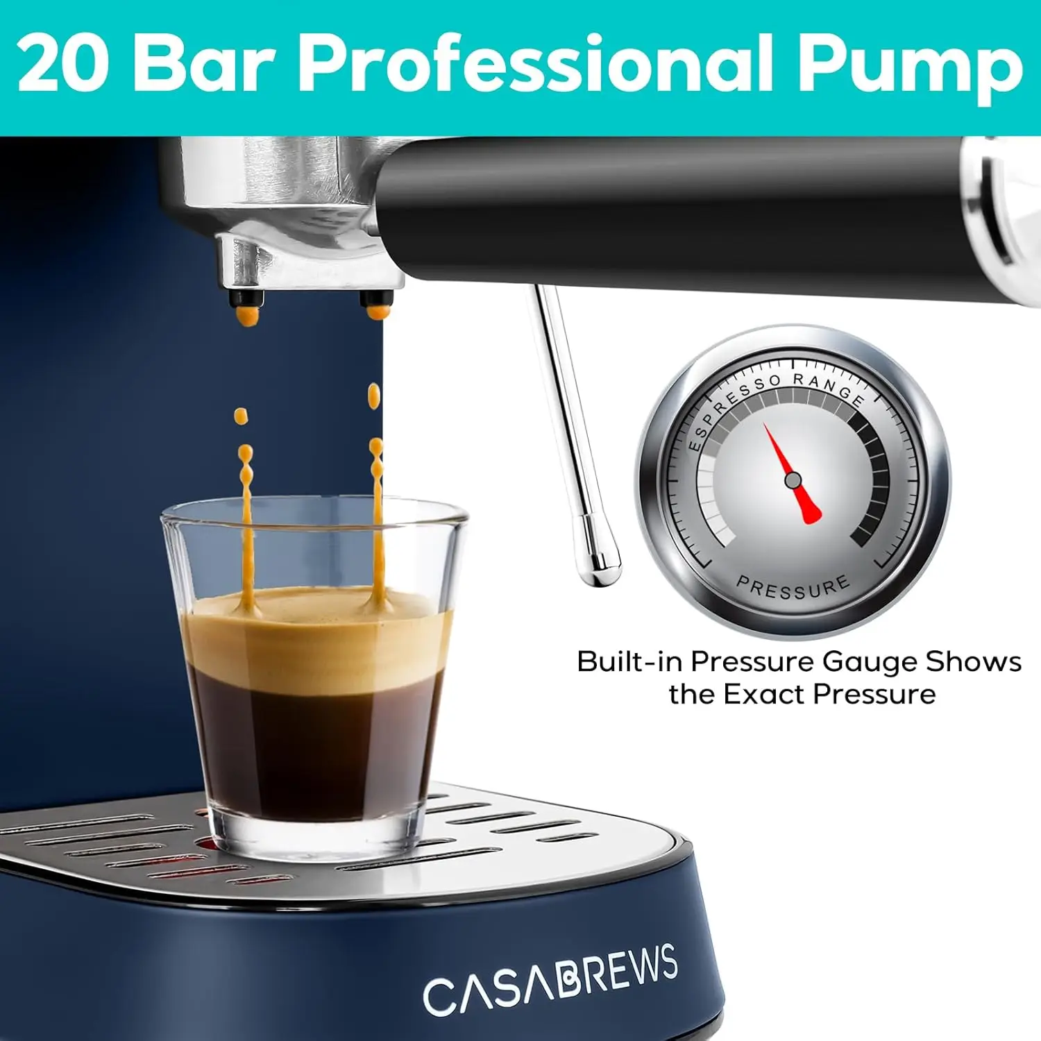 Professional Espresso Machine with Milk Frother, Steam Wand, Coffee Machine, 20 Bar