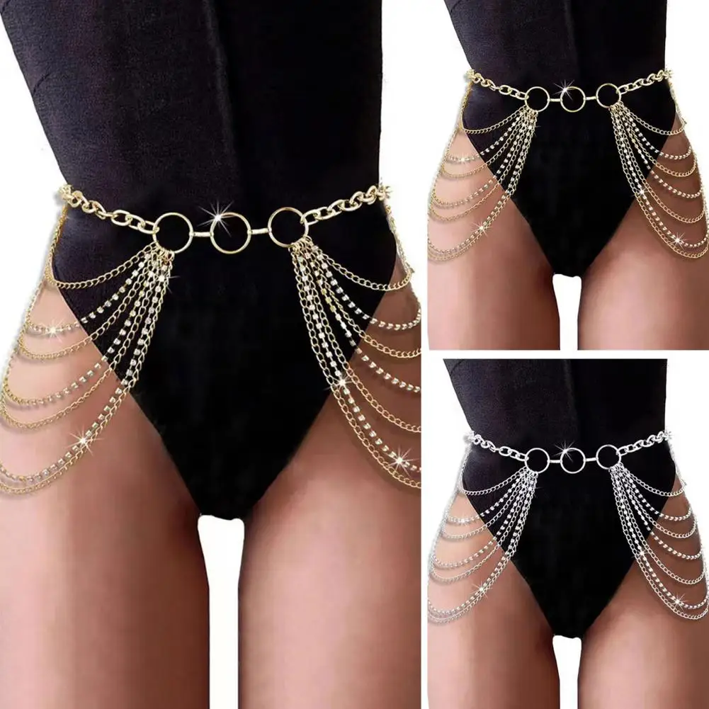 Waist Chain Jewelry Women Alloy Waist Chain Multi-layer Tassel Belly Chain Adjustable Harness Belt Sexy Waist Corset Thigh