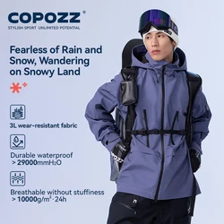 COPOZZ Giacca da sci Donna Uomo Abbigliamento da sci con cappuccio Tuta invernale antivento Felpa con cappuccio Abbigliamento sportivo da esterno impermeabile Snowboard