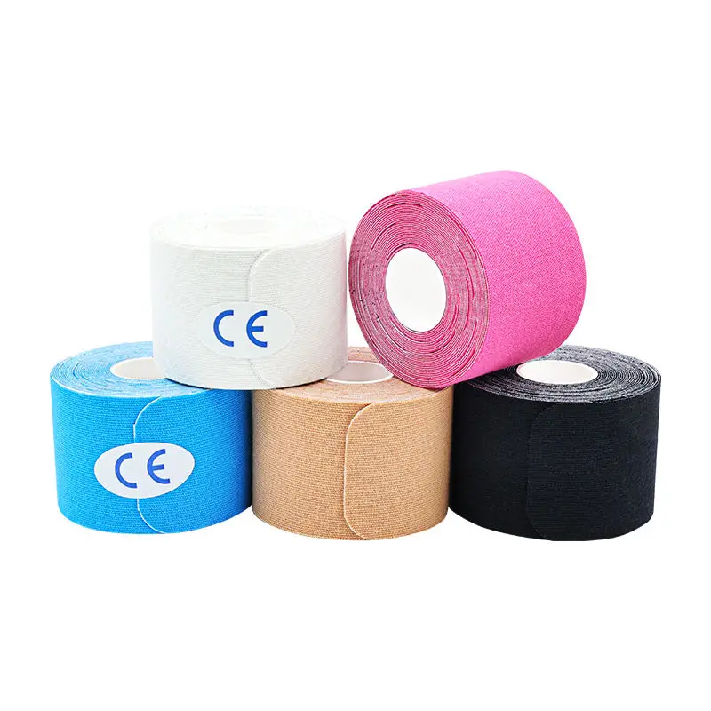 2 Rolls Pre-cut Kinesiology Tape 5cm*5m Athletic Recovery Elastic Muscle Pain Relief Kneepad Convenient Fitness Sports Protector