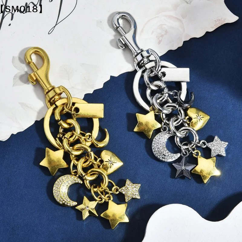 Celestial Mixed Metal Moon Star Keychain Rhinestone Bag Charm Custom Engraved Aesthetic Purse Accessory Unique Gifts Women【SMQ】