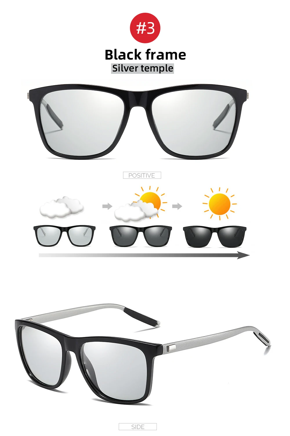 Klassische Angeln Sonnenbrille Männer Polarisierte Metall Quadratischen Rahmen UV400 Photochrome Brille Frauen Fahren Verfärbung Brillen – Detail 12