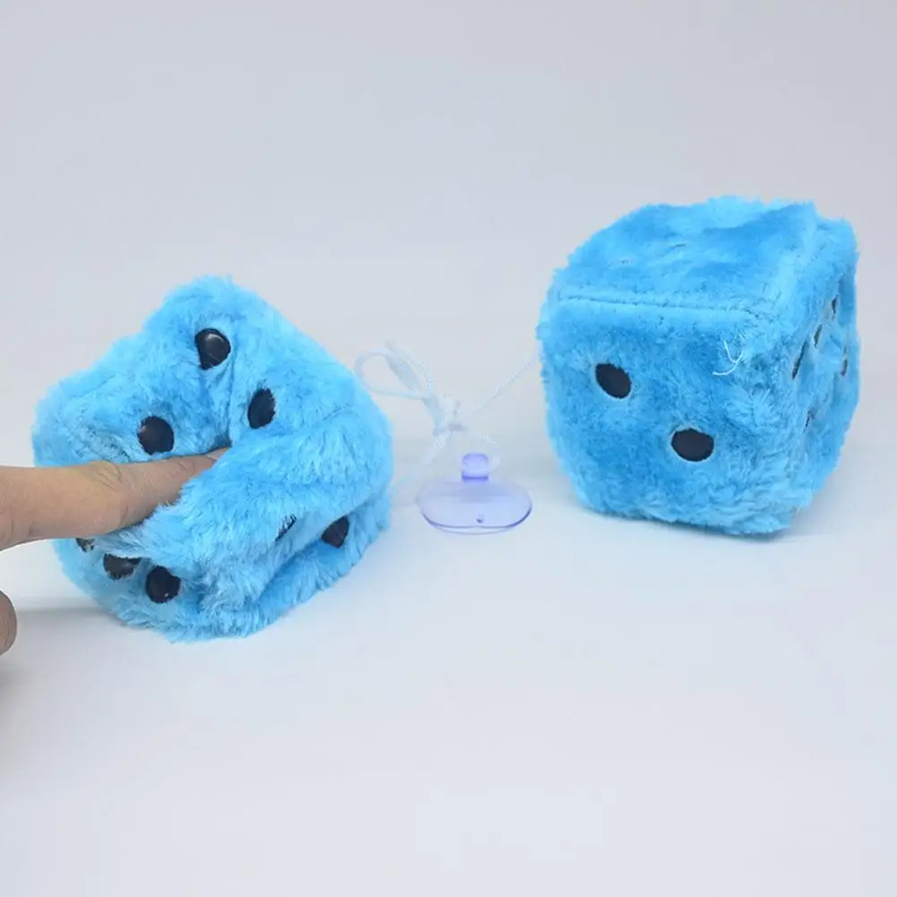 2026 Fuzzy Plush Dice with Dots Retro Square Plush Hanging Mirror Fuzzy Dices Kid Toys for Pink Car Interior Ornament Decoration