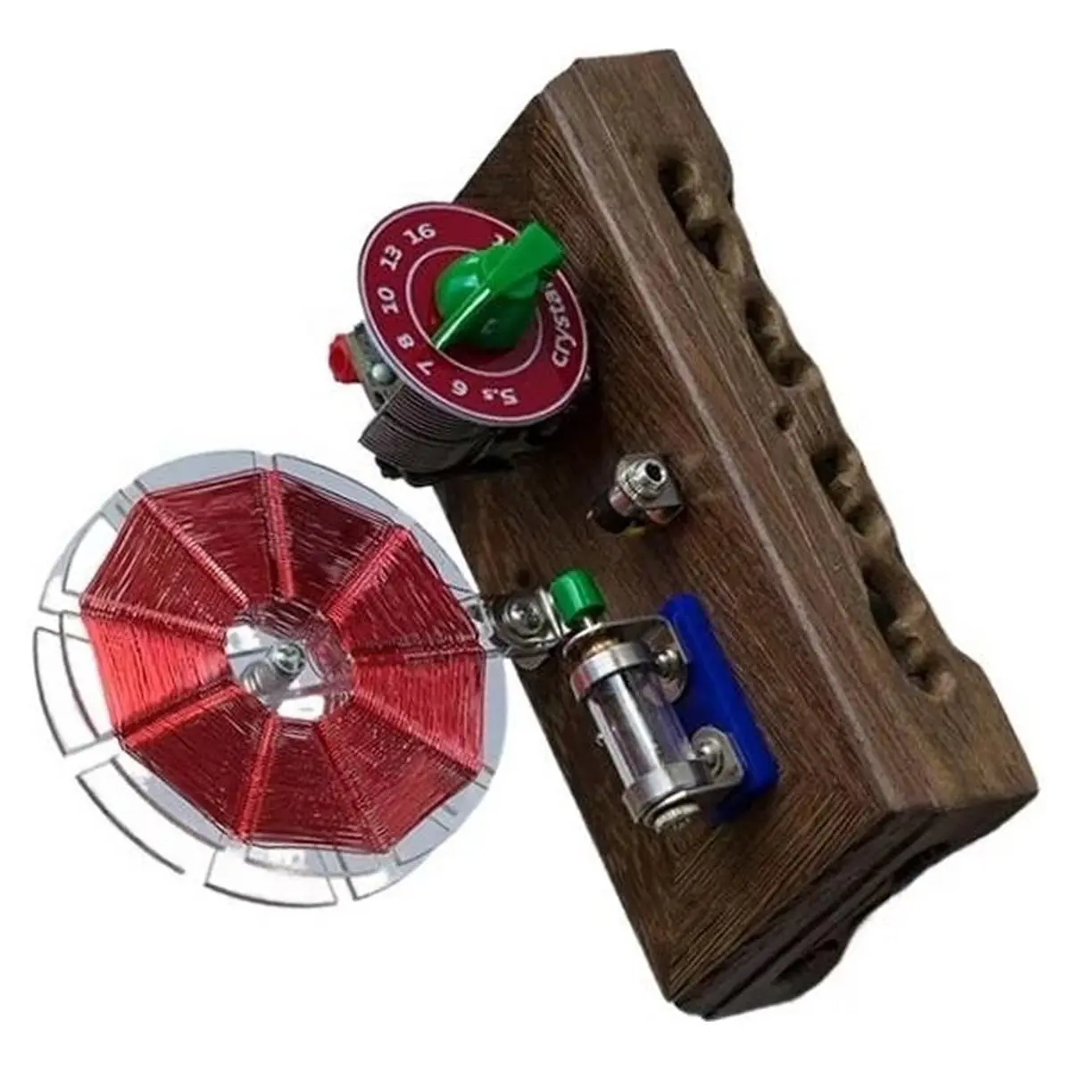 Double Basket Flower Coil Radio Crystal Radio Wooden-Base Crystal Radio
