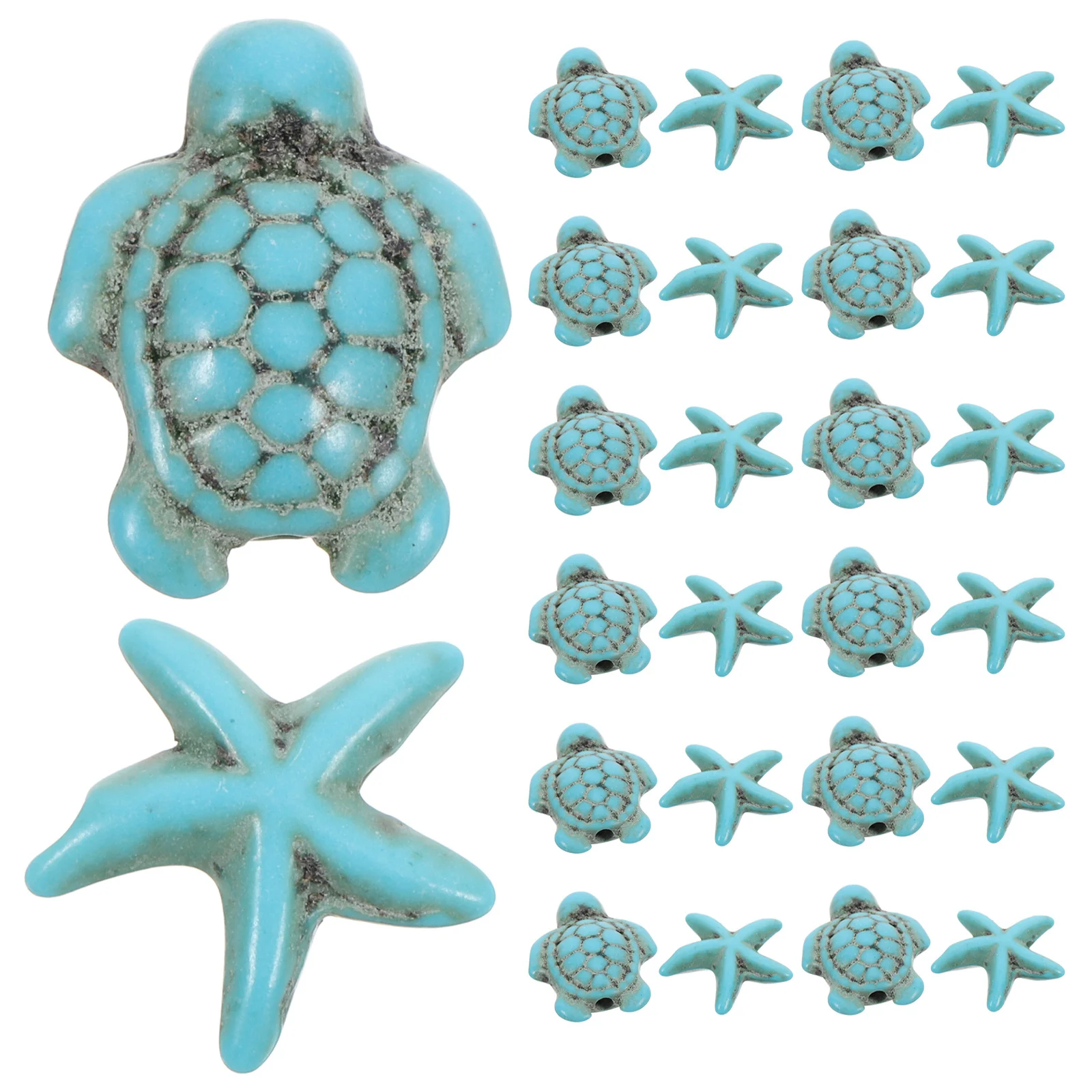 

40pcs Sea Star Turtle Beads Turquoise Spacer Beach Charm Beads For Jewelry Making Diy Bracelet Necklace Earrings Ocean Animal