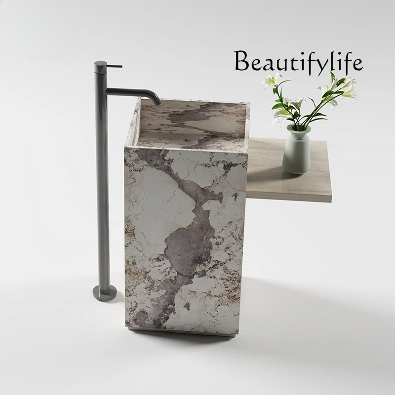 

Wabi Wabi Sandy Wind Hotel Villa Light Luxury Slate Pillar Basin Wash Desk Bathroom Cabinet Home Fashion