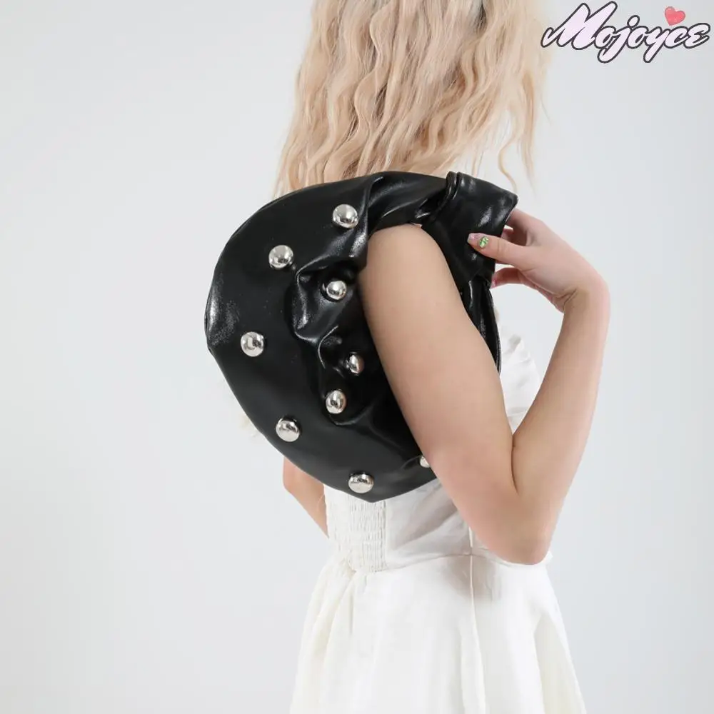 

Retro Rivet Shoulder Bags Crescent Punk Underarm Pouch Vintage Casual Tote Handbags Y2K Purse Metal Stud Fashion Hobo Bucket Bag