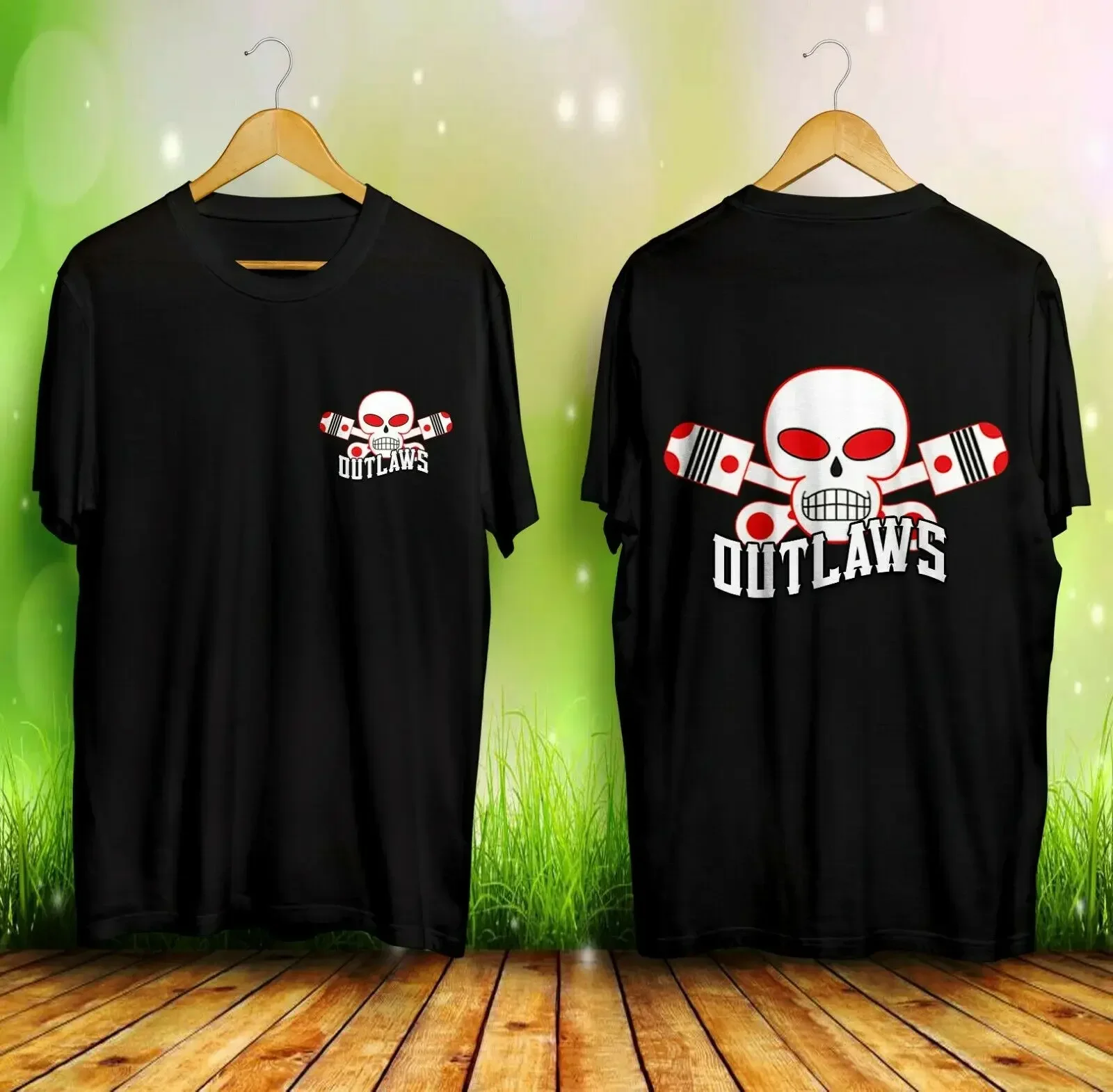 Outlaw Logo Motorcycle Tees Short Sleeve Mens T-Shirts 2 Sides 2019 Unisex Tees