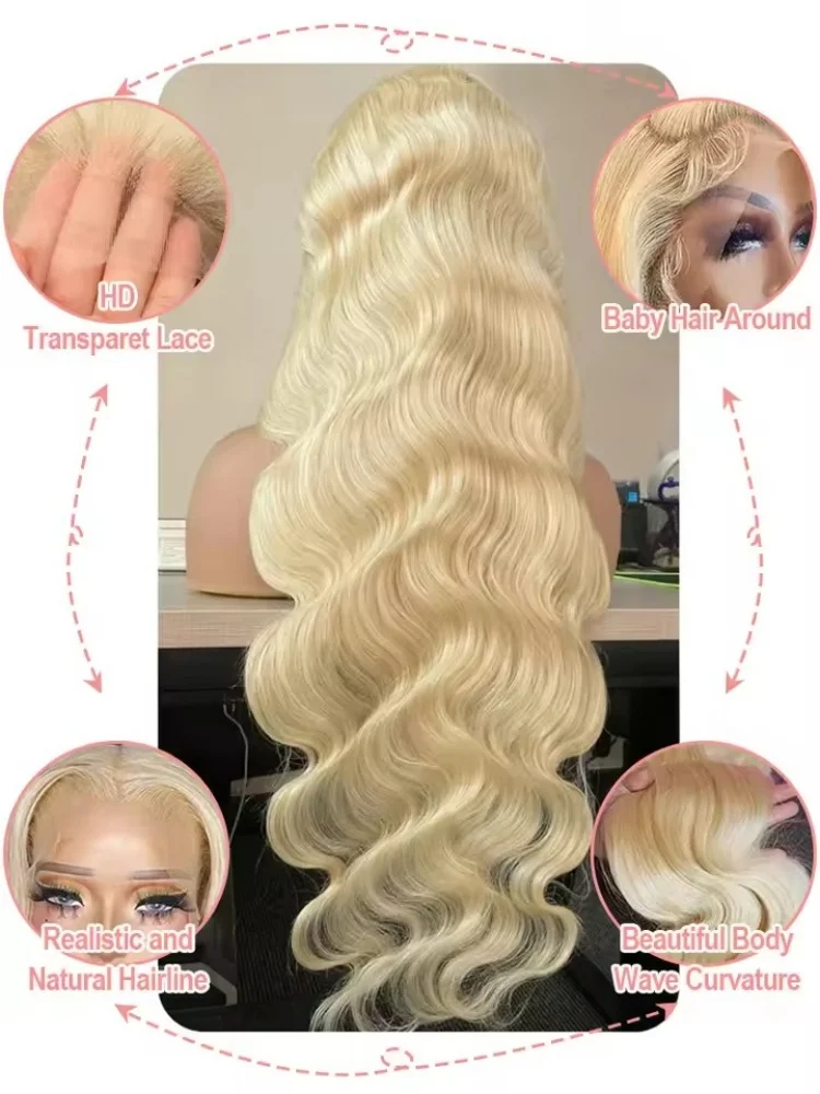 44 بوصة 613 مستقيم الدانتيل شعر مستعار أمامي شعر الإنسان البرازيلي العسل شقراء الجسم موجة 250 الكثافة 13x6 شعر بشري أشقر الباروكات للأسود