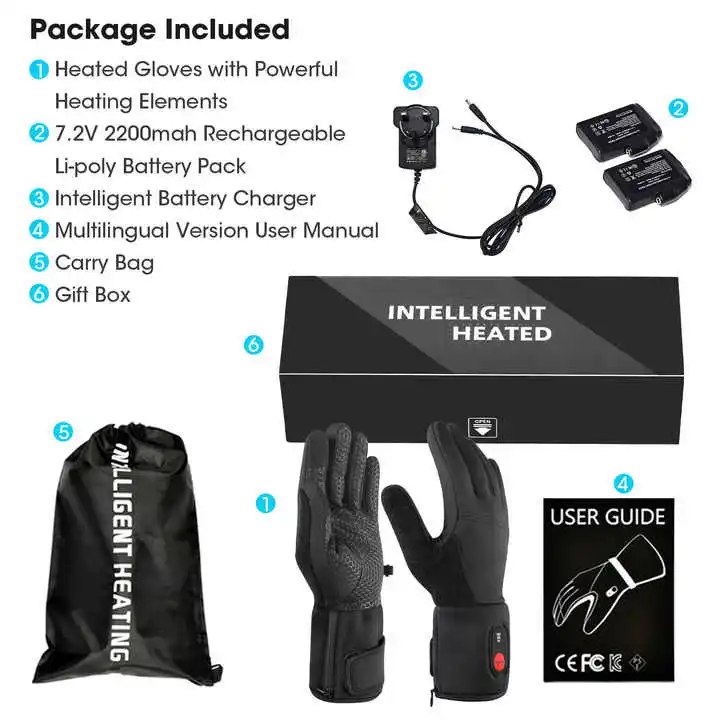 ถุงมืออุ่นหน้าจอสัมผัสสำหรับฤดูหนาว เหมาะสำหรับเล่นสกี กอล์ฟ ปั่นจักรยาน และกีฬาอื่นๆ ใช้แบตเตอรี่ให้ความร้อน