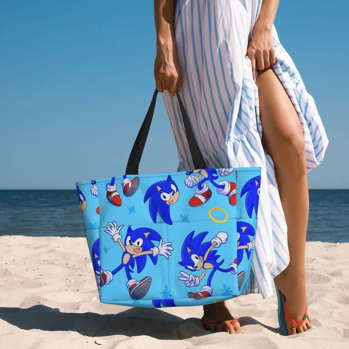 

S O N I C Beach Tote Bag Sport Gym Yoga Duffle Large Tote Bag Women Travel Bag Fitness bag