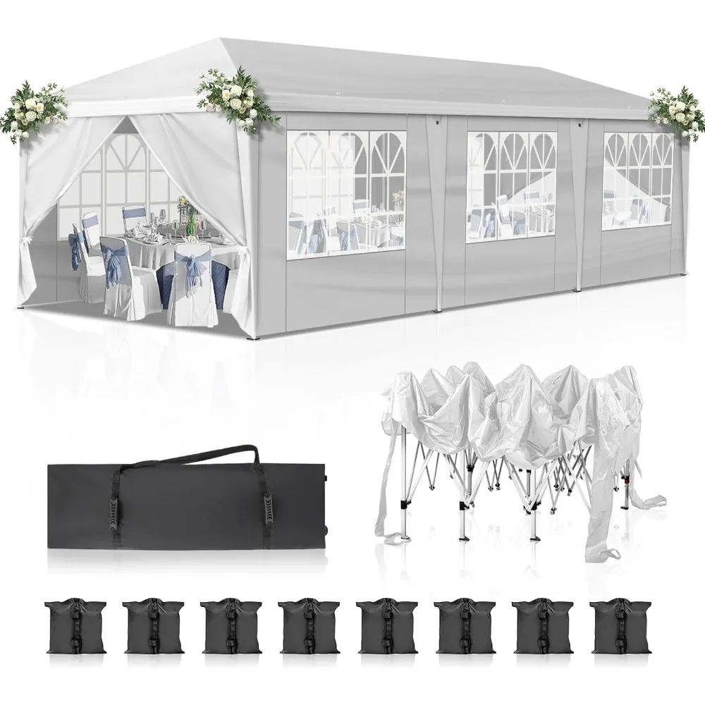 

Outvita 10x30ft Ez Up Canopy, Portable Canopy Tent with 8 SideWalls for Outdoor Events, Party, Wedding, Birthday,