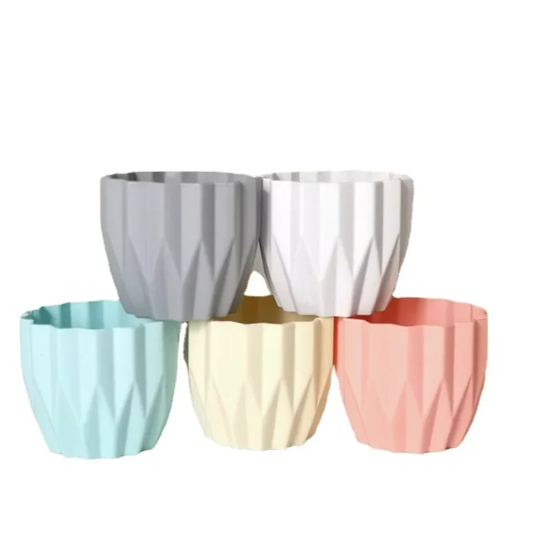 Simple Creative Macaron Origami Succulent Flower Pot Nordic Plastic Flower Pot Container Simulation Flower Vase