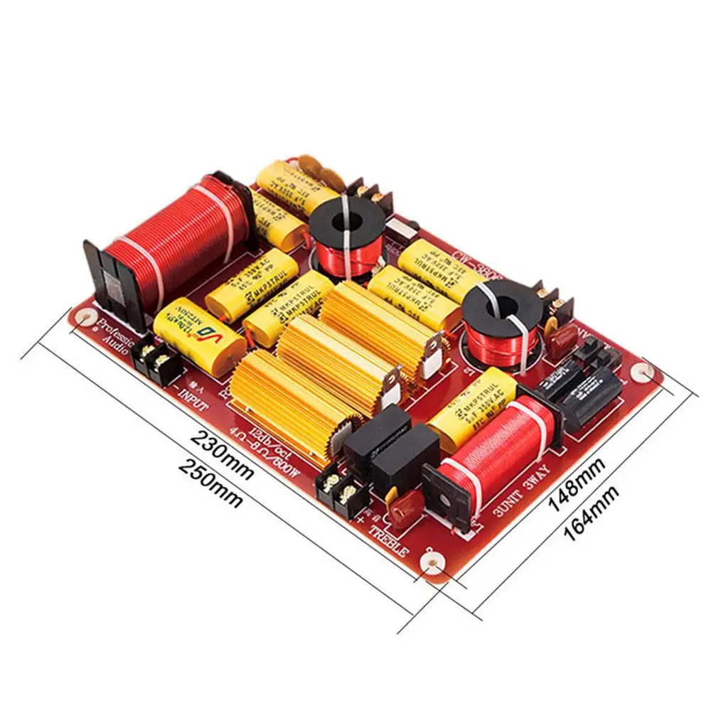

3 Way Frequency Divider High Power 600W Bass and Treble Filter Audio Synonym Frequency Divider for Universal Speaker