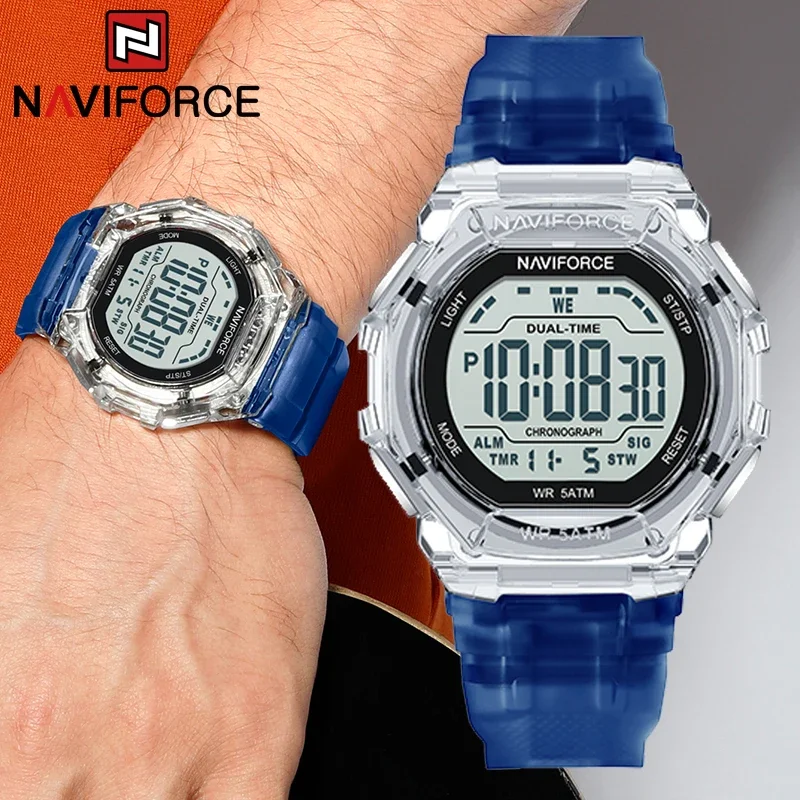 NAVIFORCE Digital Watches for Men Waterproof Sports Watch LCD watches Digital Light Stopwatch Military multifunction Men Watch