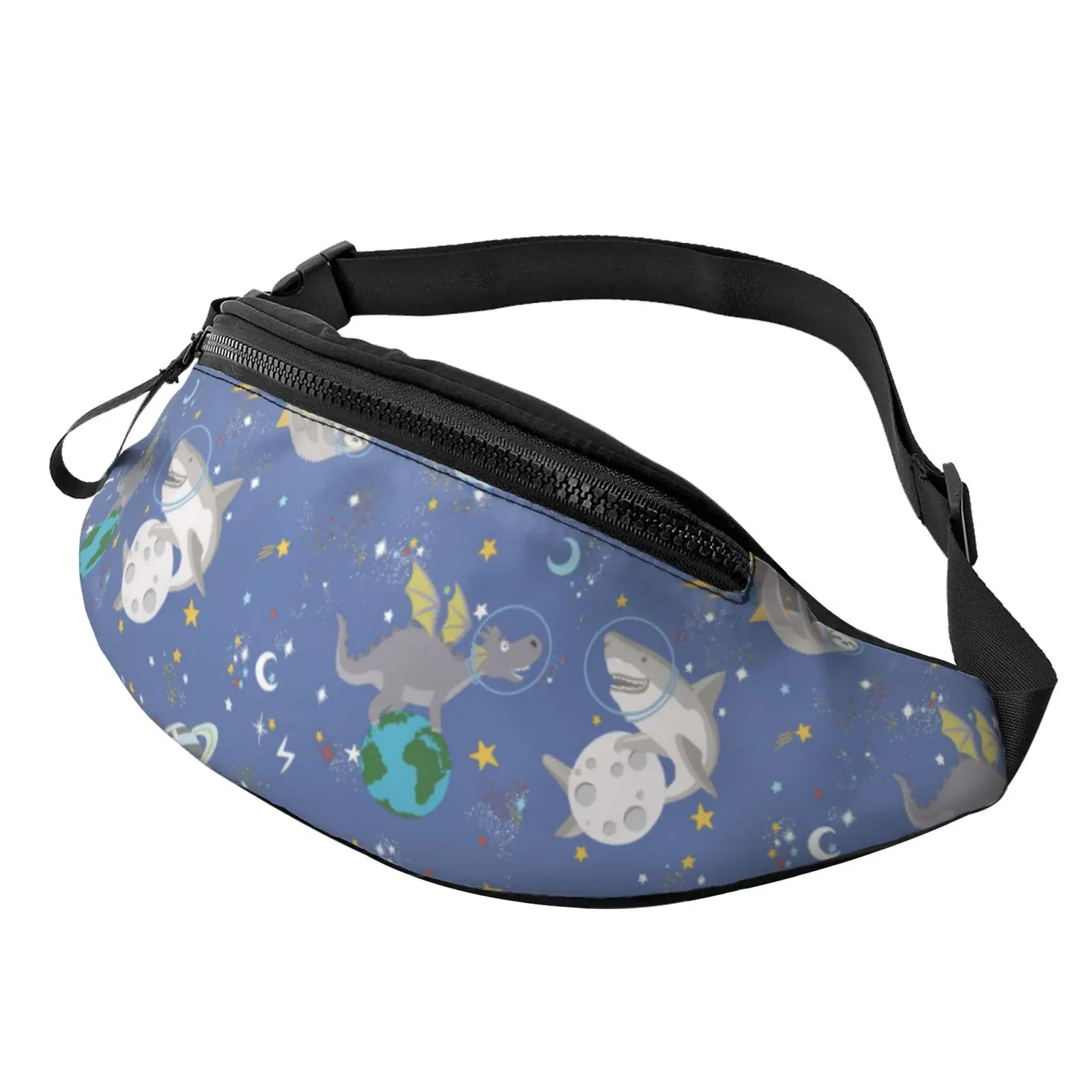 Space Shark Astronaut Fanny Pack Bag Schooltas Reistas Polyester Casual Unisex Mini-rugzak One Size Unisex