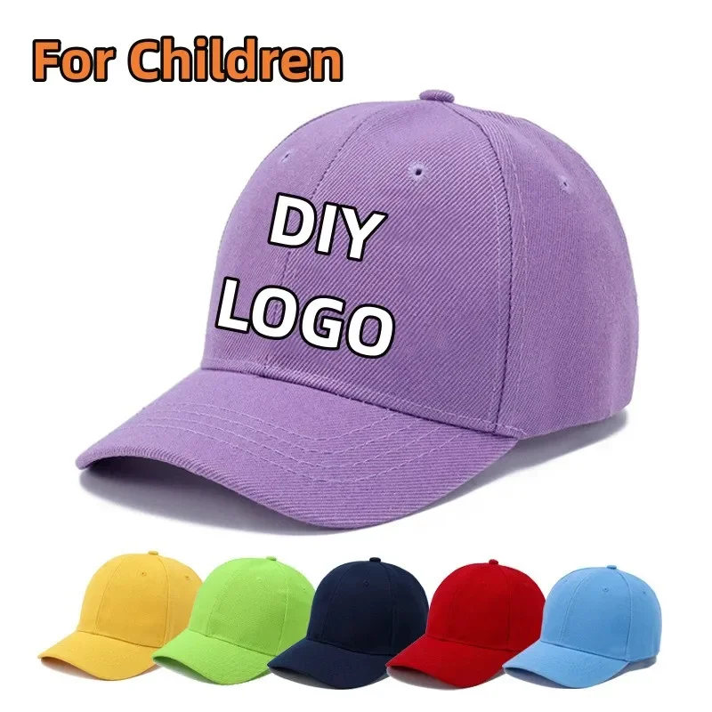 

Kids Boy & Girl Custom Logo Embroidery Baseball Cap Baby Sun Hat Simple Print Trucker Snapback Cap for Students