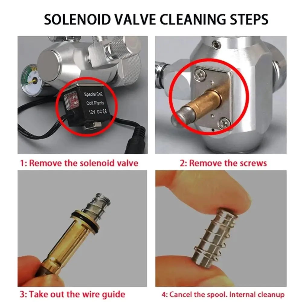1Pcs Universal Solenoid Valve Coil CO2 Regulator Spool Fish Tank Accessories Check Valve Spool Oil-free Silent